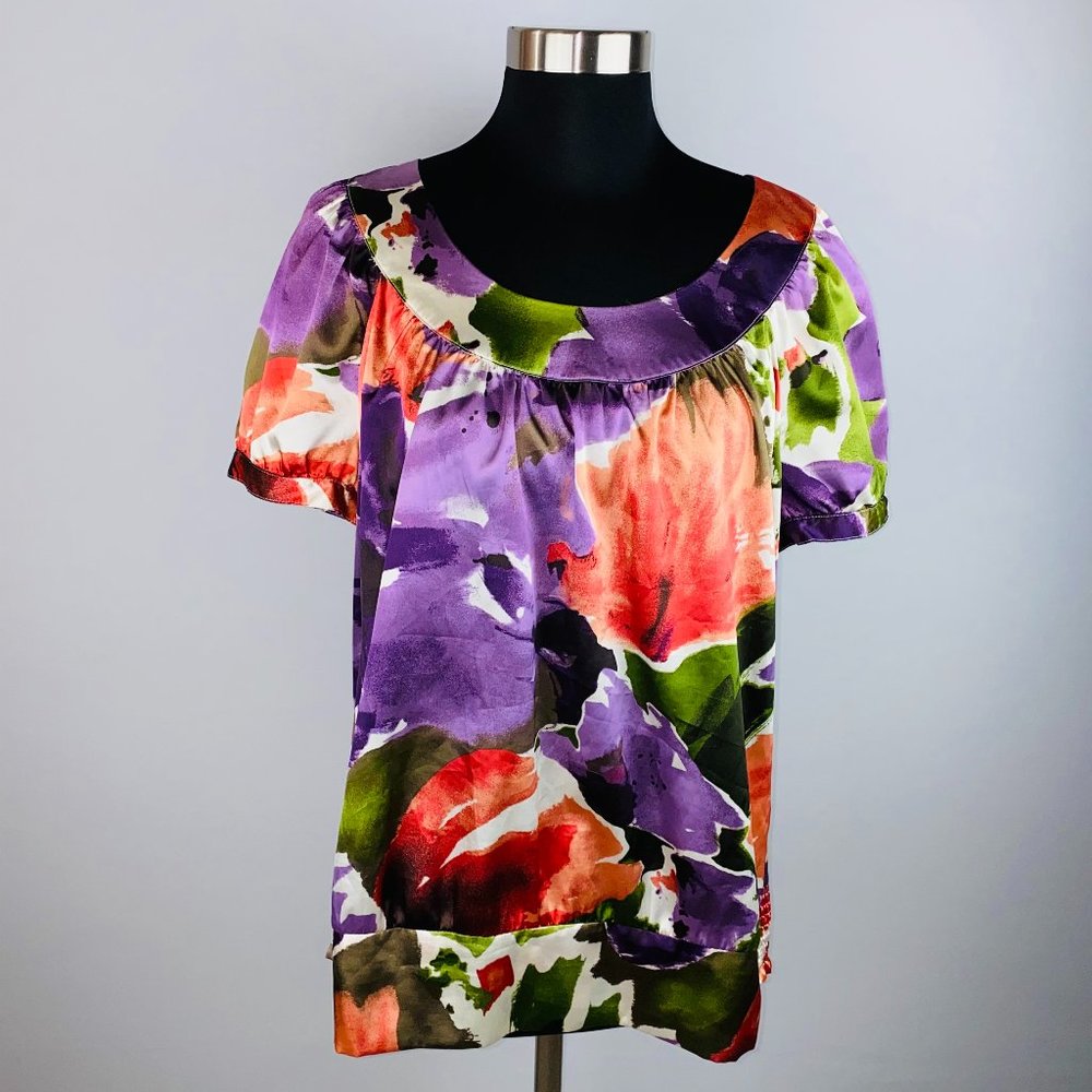 Apt 9 Satiny Abstract Print Top Xl - image 1